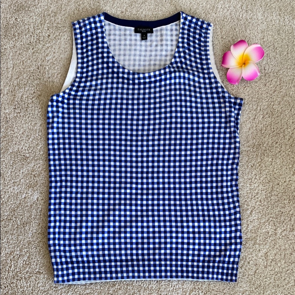 Talbots Blue and White Gingham Sleeveless Top, SP